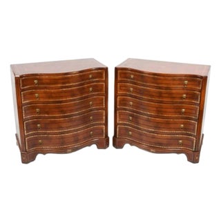 1970s Pair of Maitland-Smith Leather Chests With Gilded Details For Sale