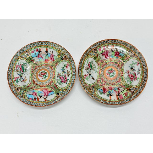 Chinese Pair, 19th Century Chinese Famille Rose Medallion Saucers For Sale - Image 3 of 10