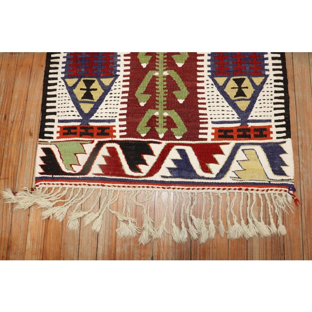 Mid 20th Century Zabihi CollectionTurkish Kilim Prayer Scatter Size Rug - 2'10" x 4'3" For Sale - Image 10 of 18