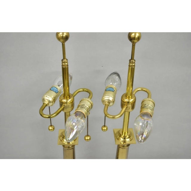 Vintage French Empire Brass & Italian Black Marble Column Table Lamps (B), Pair For Sale In Philadelphia - Image 6 of 17