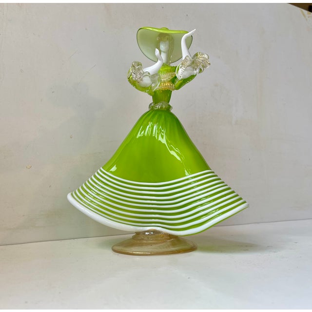 Vintage Kelly Green Venetian Murano Glass Dancers by Franco Toffolo, 1960s, Set of 2 For Sale - Image 6 of 17