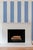 Clubhouse Stripe Grasscloth Wallpaper by House Party | Cornflower Blue and White | 8 Yards For Sale - Image 4 of 11