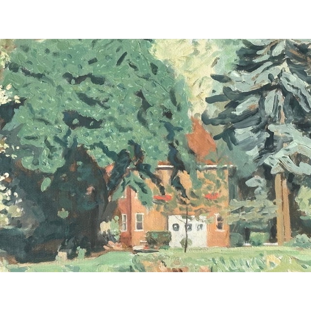 Mid-Century Modern Mid 20th C. Original Oil on Canvas - Estate Landscape Scene For Sale - Image 3 of 12