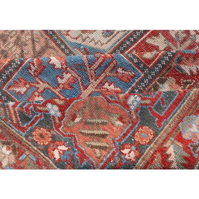 Square Size Persian Large Bakhtiari Rug With All-Over Garden Design in Muted Colors For Sale - Image 11 of 12