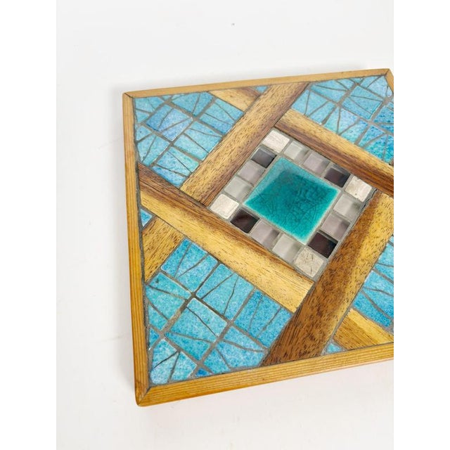 Gold Ceramic and Wooden Trivet, France, 1960s For Sale - Image 8 of 11