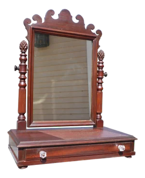 Vintage Chippendale Style Dresser Top Shaving Mirror Stand Vanity Jewelry Box