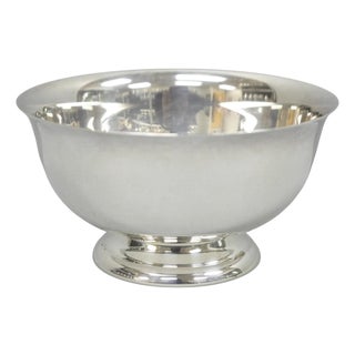 Vintage Mid Cerntury Modern Paul Revere Reed & Barton Style Small 5" Round Silver Plated Candy Dish For Sale
