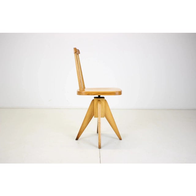 Mid-Century Wood Revolving Chair, Czechoslovakia, 1970s For Sale - Image 4 of 15