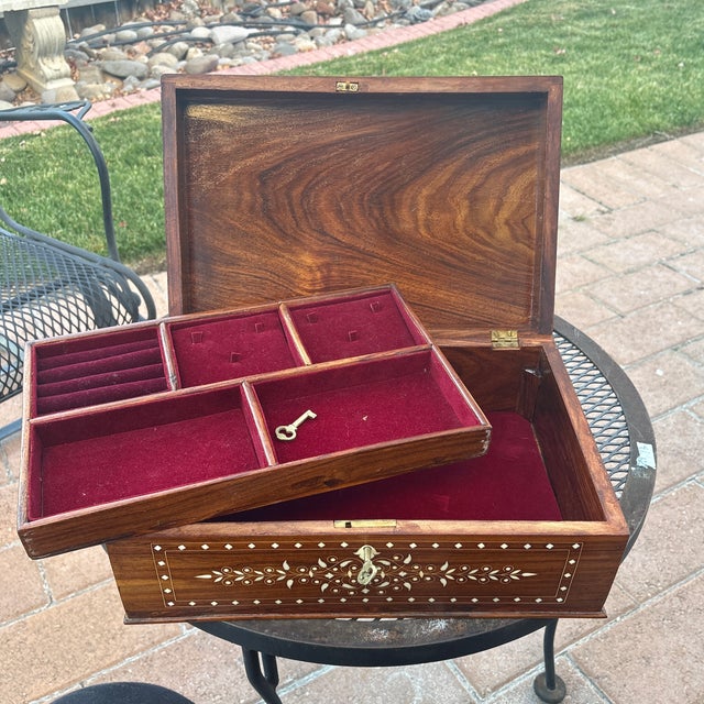 Moroccan Bone Inlay Jewelry Case With Shelf For Sale In Reno/Lake Tahoe - Image 6 of 6