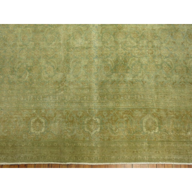 Early 20th Century Green Persian Tabriz Herati Rug - 10'4" x 13'2" For Sale - Image 4 of 12