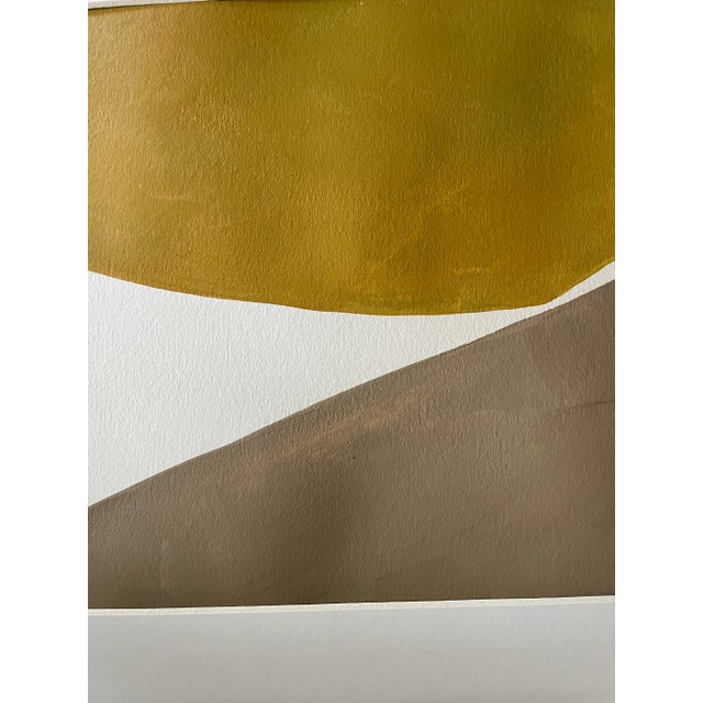 Contemporary abstract minimalist painting on French hand crafted cotton paper. Framed in a gold frame Each work from R.K....