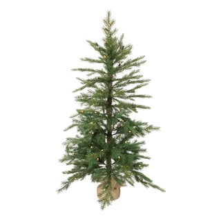 LED Pine Tree with Burlap Bag Base 4'H For Sale