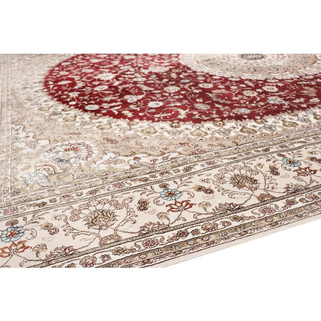 Pasargad Home Tabriz Red Pure Silk Area Rug, 9' 0'' X 12' 0'' For Sale - Image 4 of 7