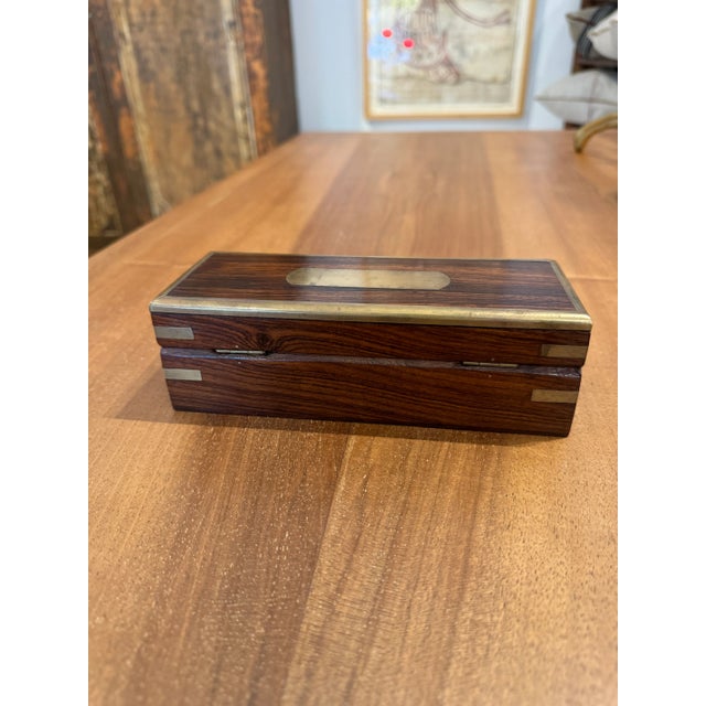 19th Century Antique, Victorian Rosewood Box With Brass Details For Sale - Image 4 of 12