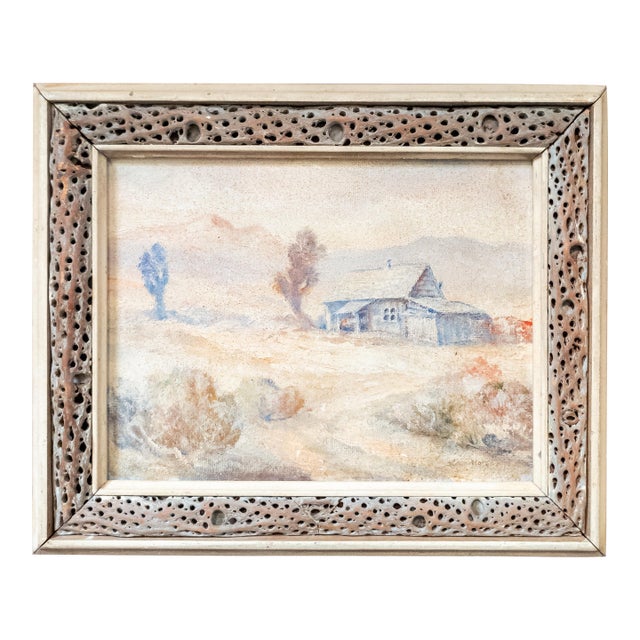 Mid-Century Western Impressionist Homestead Landscape in Rustic Frame For Sale
