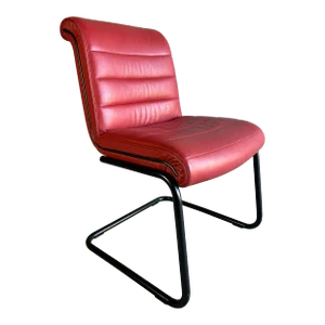 Mid 20th Century Vintage Mid Century Modern Knoll Red Leather Office Chair in With Black Tubular Frame Designed by Richard Sapper