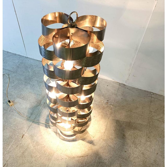 Silver Vintage Floor Lamp attributed to Gaetano Sciolari, 1970s For Sale - Image 8 of 12