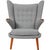 Hans Wegner Papa Bear chair upholstered in grey Hallingdal 65 - 0130 fabric and with legs and nails of teak. The chair is...