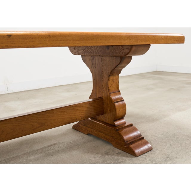 Country French Provincial Oak Farmhouse Trestle Dining Table 8 Ft For Sale - Image 12 of 18