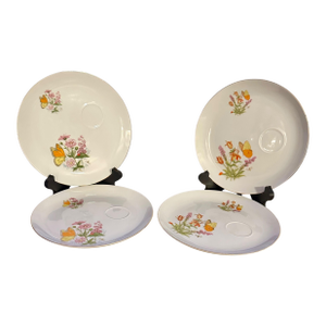 Vintage Royal Crown Floral Butterfly Pattern Plates - Set of 4