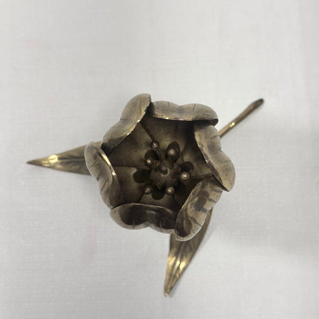 1960s Mid-Century Modern Brass Lotus Flower Ashtray / Catchall For Sale - Image 9 of 13