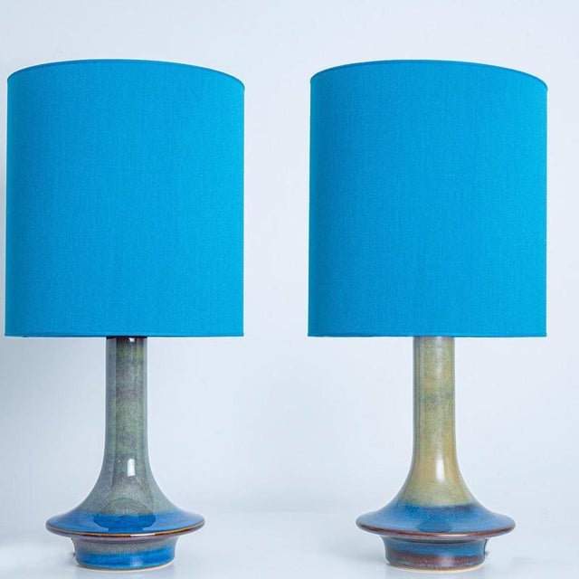 Beautiful ceramic table lamp by soholm, denmark 1960s. Combined with a custom made lampshade by r. Houben. The beautiful...