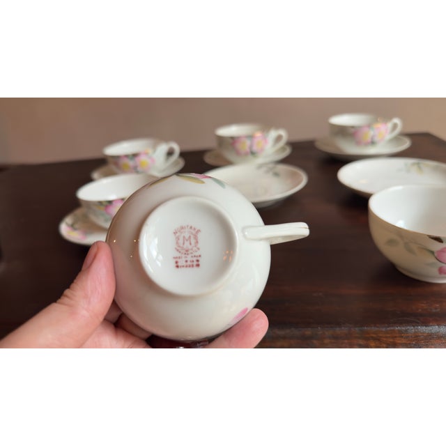 Ceramic Antique, Early 20th Century Noritake Azalea Porcelain Tea Cups & Saucers, Set of Six For Sale - Image 7 of 10