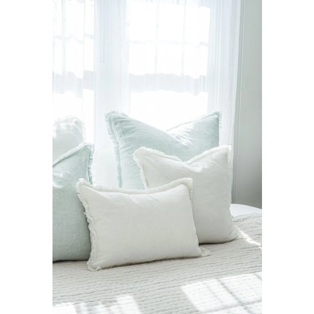 Nautical White 14x20 Down So Soft Linen Pillow For Sale - Image 3 of 8