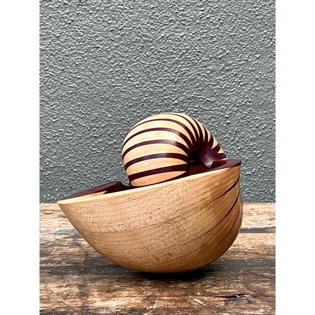 Wood Vintage Handcrafted Wood Nautilus Form For Sale - Image 7 of 12