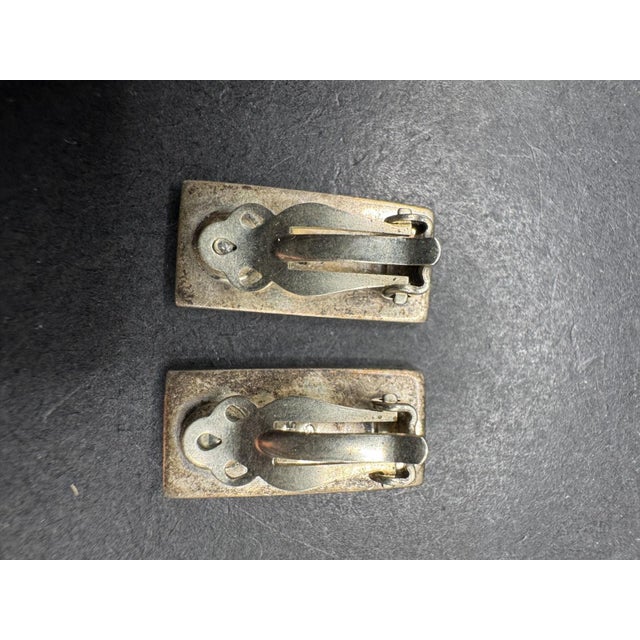 1950s 1950s Native American Abalone Sterling Clip on Earrings, A Pair For Sale - Image 5 of 8