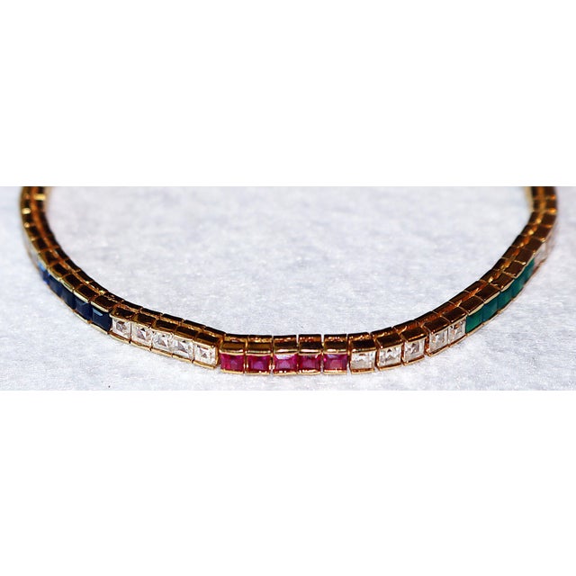 Contemporary 1970s 18k Gold Tennis Bracelet For Sale - Image 3 of 11