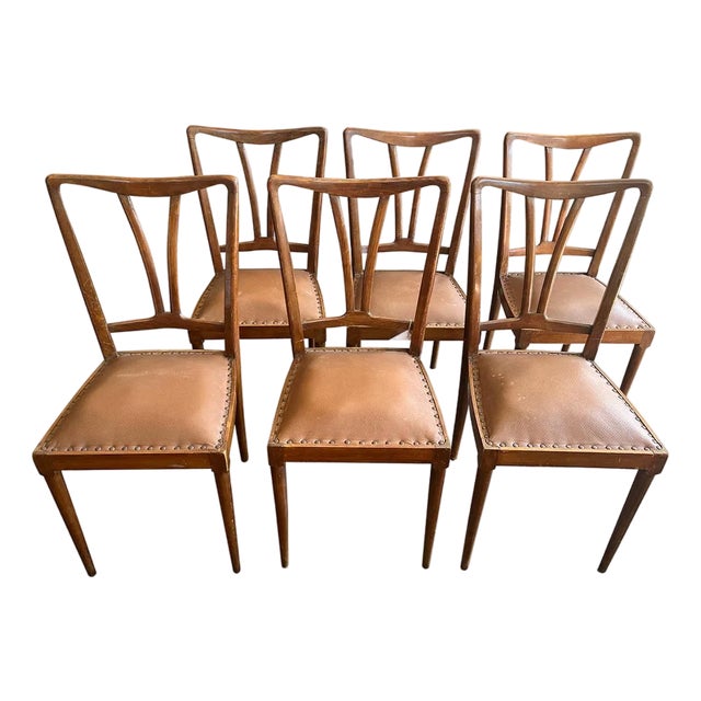 Early 20th Century Set of Six Modern Italian Dining Chairs For Sale