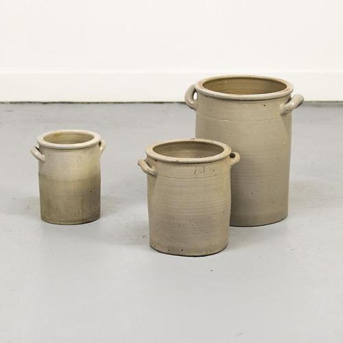 Gray Minimalism Glazed Confit Jars, 1920s, Set of 3 For Sale - Image 8 of 12