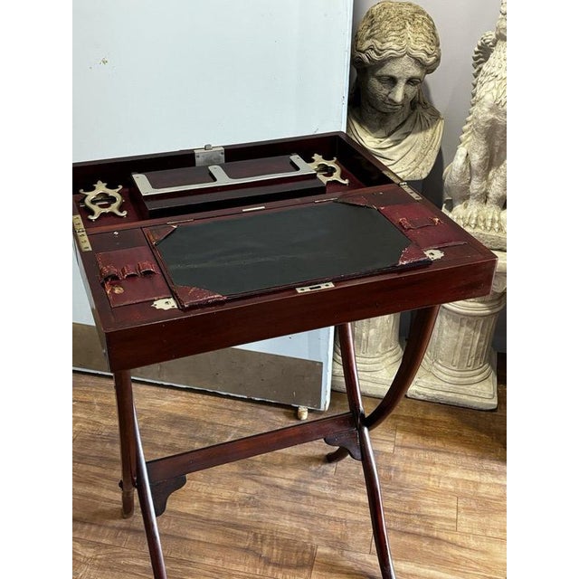 English Victorian Folding Campaign Desk with Fitted Interior For Sale - Image 4 of 18
