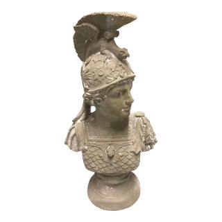 Neoclassical Style Cast Iron Bust of a Roman Warrior For Sale