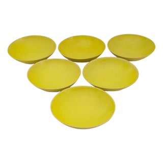 Rupert Spira Yellow Glazed Stoneware Bowls, 6 For Sale