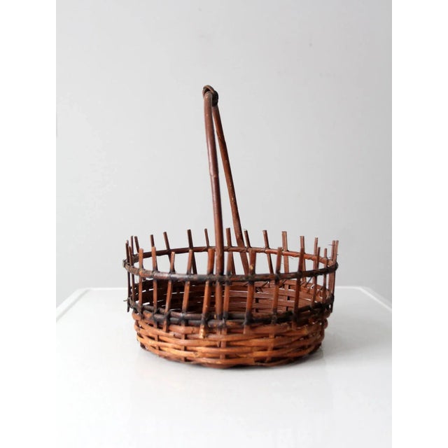 Vintage Rustic Wicker Basket For Sale - Image 4 of 11