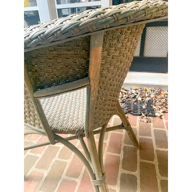 Dove Gray Antique Wicker and Rattan Possibly Victorian Chairs- Pair For Sale - Image 8 of 17