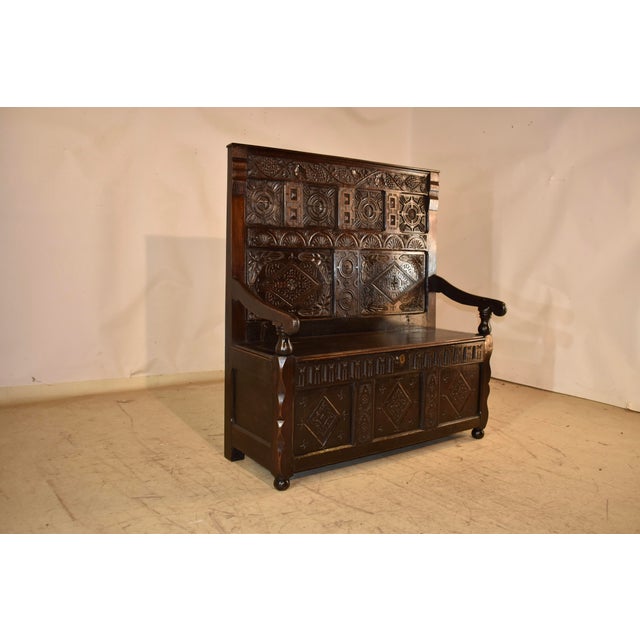 English Late 17th/Early 18th Century English Oak Settle For Sale - Image 3 of 10