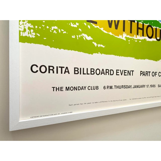 Wood Corita Kent Vintage 1985 Fine Art Lithograph Print " We Can Create Life Without War " Framed Large Pop Art Poster For Sale - Image 7 of 13