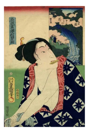 Utagawa Kunisada (Toyokuni III), Famous Waterfalls, Woodcut, 1850s
