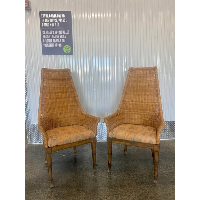 1970s High Back Wicker Dining Chairs by Flair Chairish