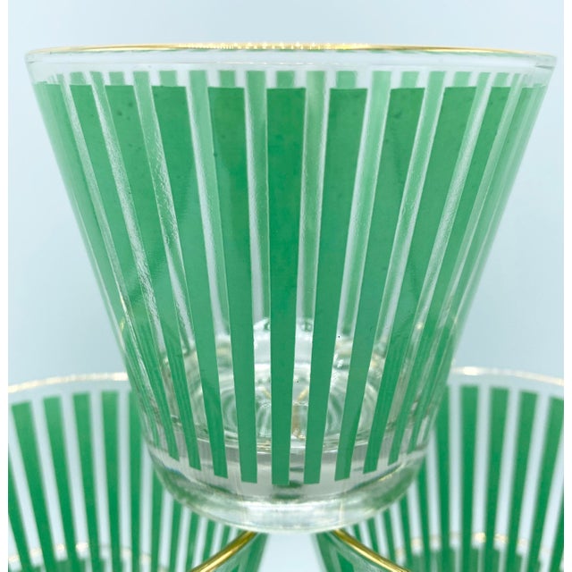 MidCentury Mint Green Stripe Whisky Cocktail Glasses Set of 6 Chairish
