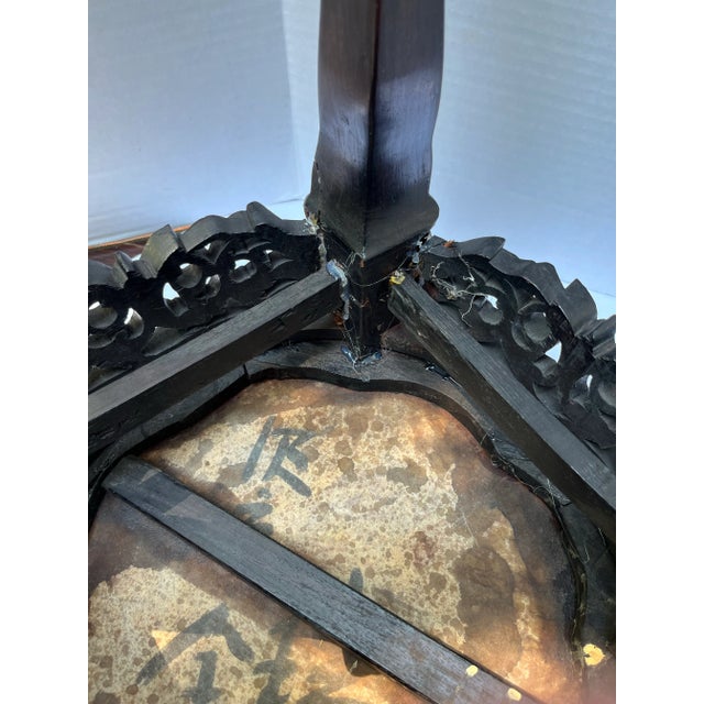 Antique Chinese Carved Wood and Marble Stand For Sale - Image 10 of 10