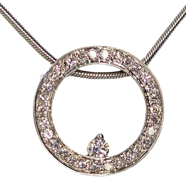 14k Gold Chain With Diamond Pendant For Sale