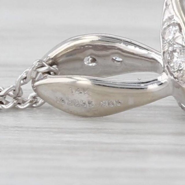 Modern 0.57ctw Princess Diamond Pendant Necklace 14k White Gold Adjustable Curb Chain For Sale - Image 3 of 6