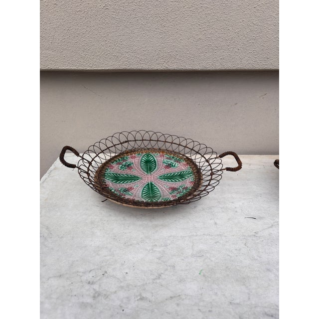 Late 19th Century French Majolica Wire Basket Grapes Salins Circa 1890 For Sale - Image 5 of 6