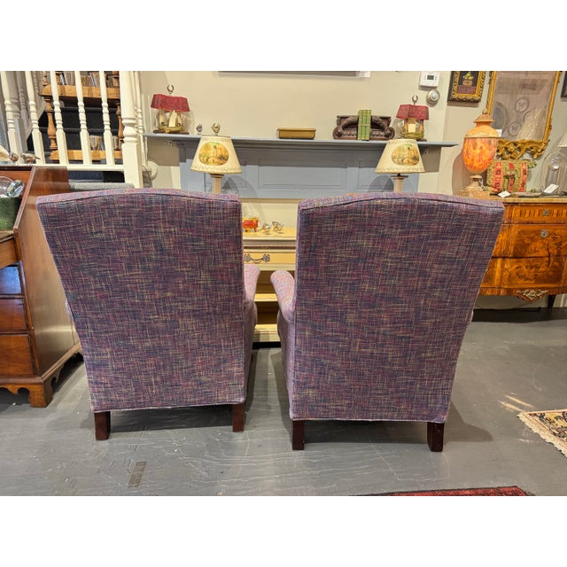 Traditional Reupholstered Mitchell Gold Club Chairs For Sale - Image 3 of 7