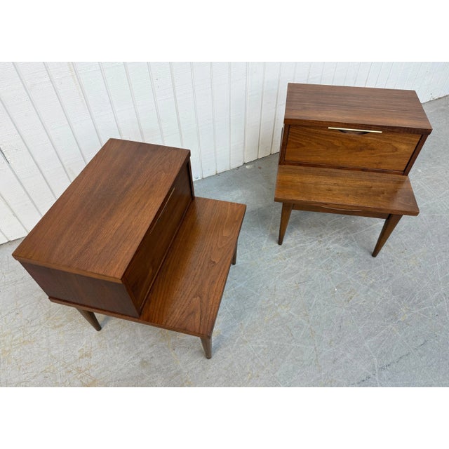 1960s Mid-Century Modern Kent Coffey Tableau Walnut Nightstands - Set of 2 For Sale - Image 5 of 9