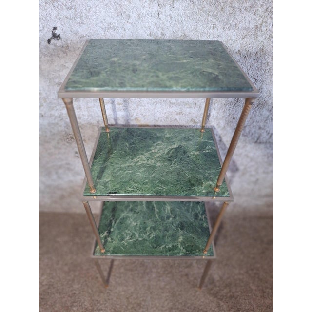 Nesting Tables in Green Marble and Metal, 1960s, Set of 3 For Sale - Image 4 of 13